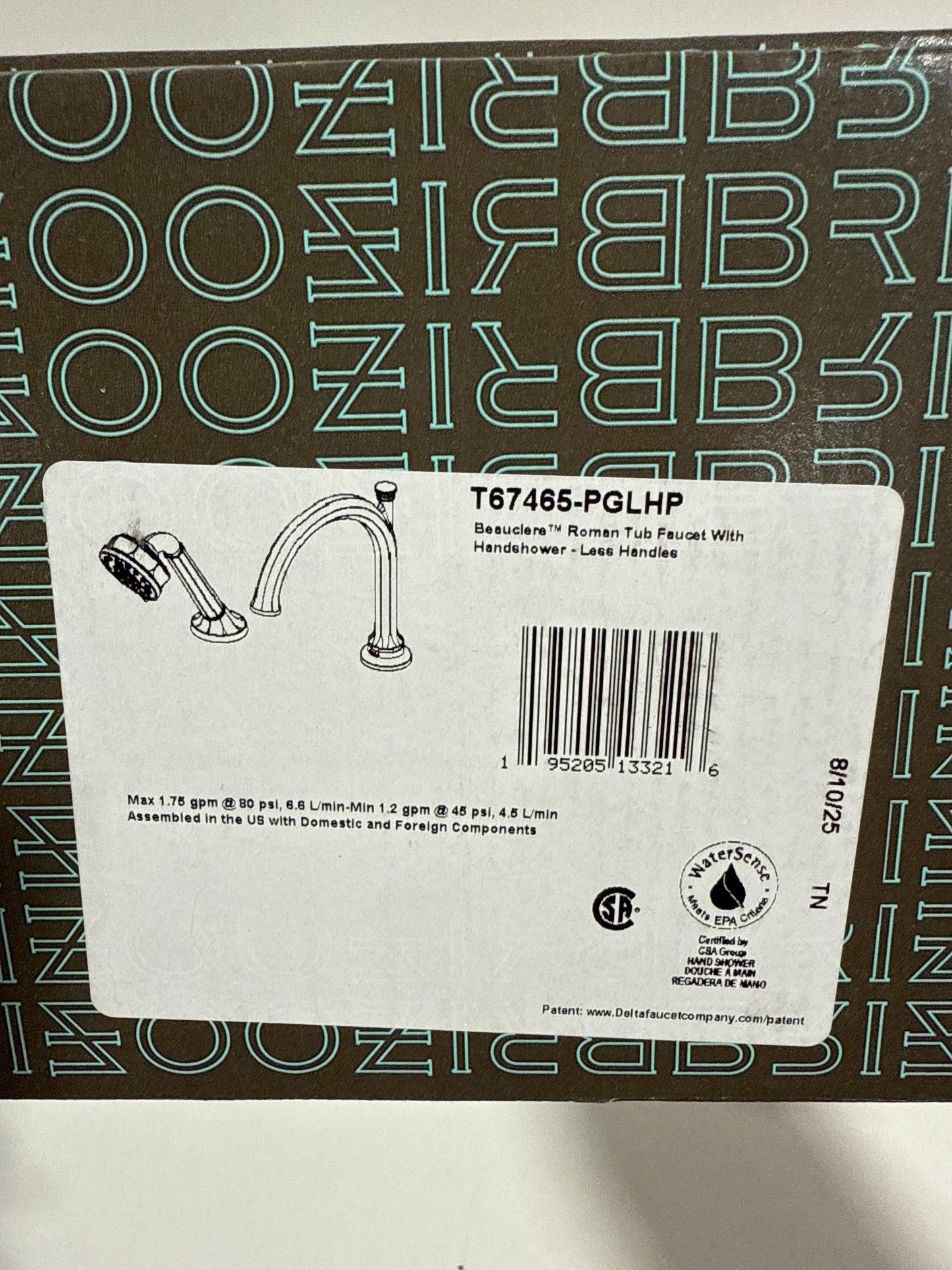 Brizo T67465-LHP Beauclere Deck Mounted Roman Tub Filler with Integrated Diverter and Hand Shower - Less Handles and Rough in Polished Gold Faucet