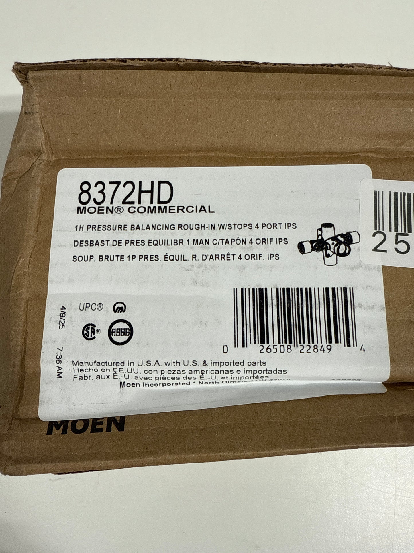 Moen 8372HD Chrome 1/2 Valve