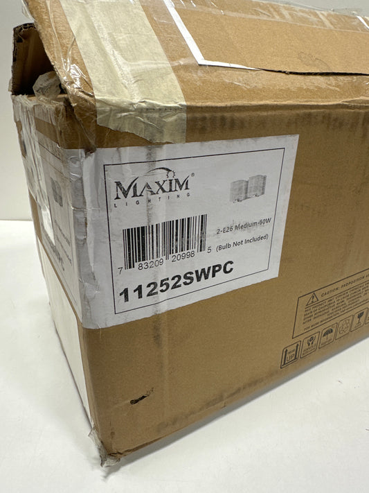 Maxim Lighting Wrap 2-Light Bath Vanity Light | Polished Chrome Finish | Satin White Glass Shade | Bathroom Vanity Light | 11252SWPC