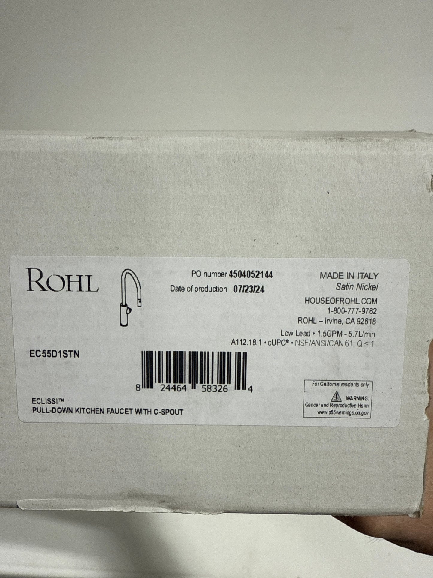 Rohl EC55D1 Eclissi 1.75 GPM Single Hole Pull Down Kitchen Faucet Satin Nickel