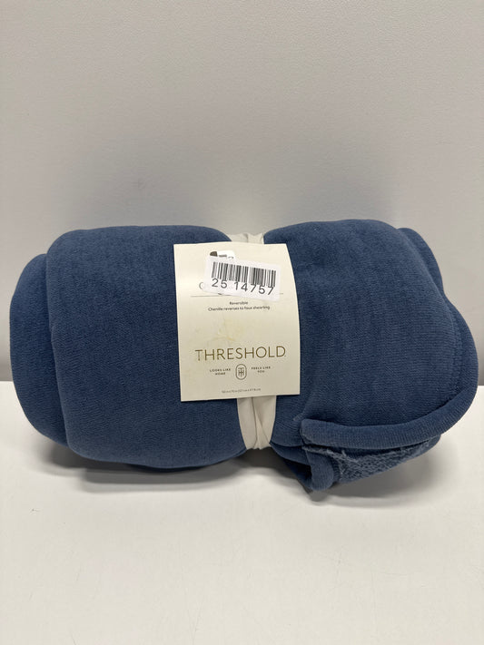 Chenille Throw Blanket with Faux Shearling Reverse Blue - Threshold™: Lightweight, Knitted, 50x70 Inches, Machine Washable