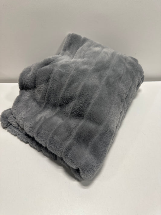 Textured Faux Fur Reversible Throw Blanket Gray - Threshold