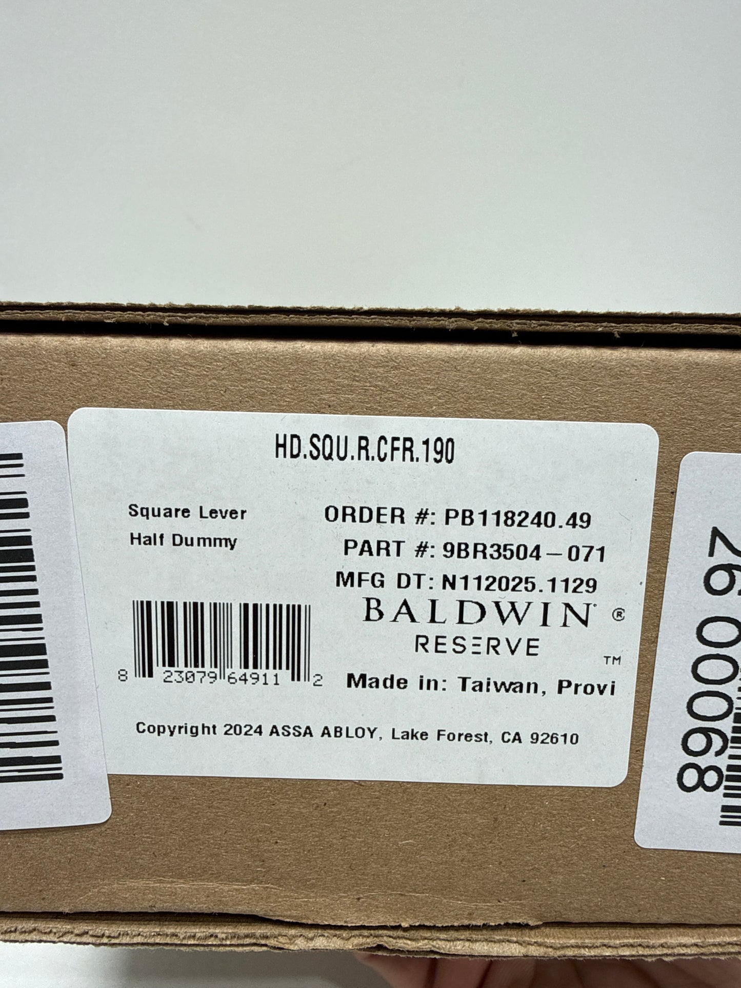 Baldwin HD.SQU.CFR Square Non-Turning One-Sided Dummy Door Lever with 5 Inch Rectangle Rose