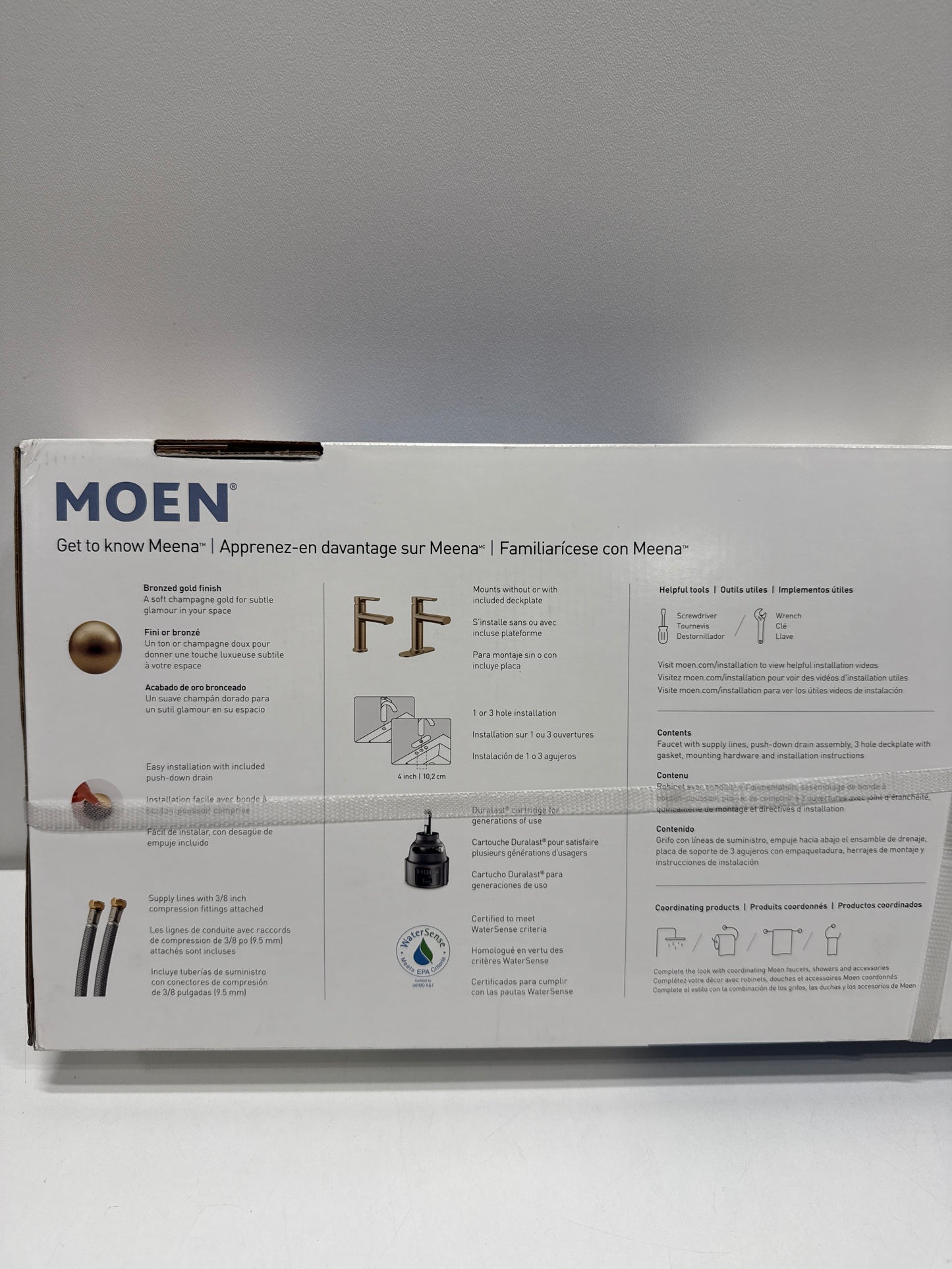 Moen Meena Bronzed Gold One-Handle Single Hole Modern Bathroom Sink Faucet with Optional Deckplate and Drain Assembly, 84794BZG