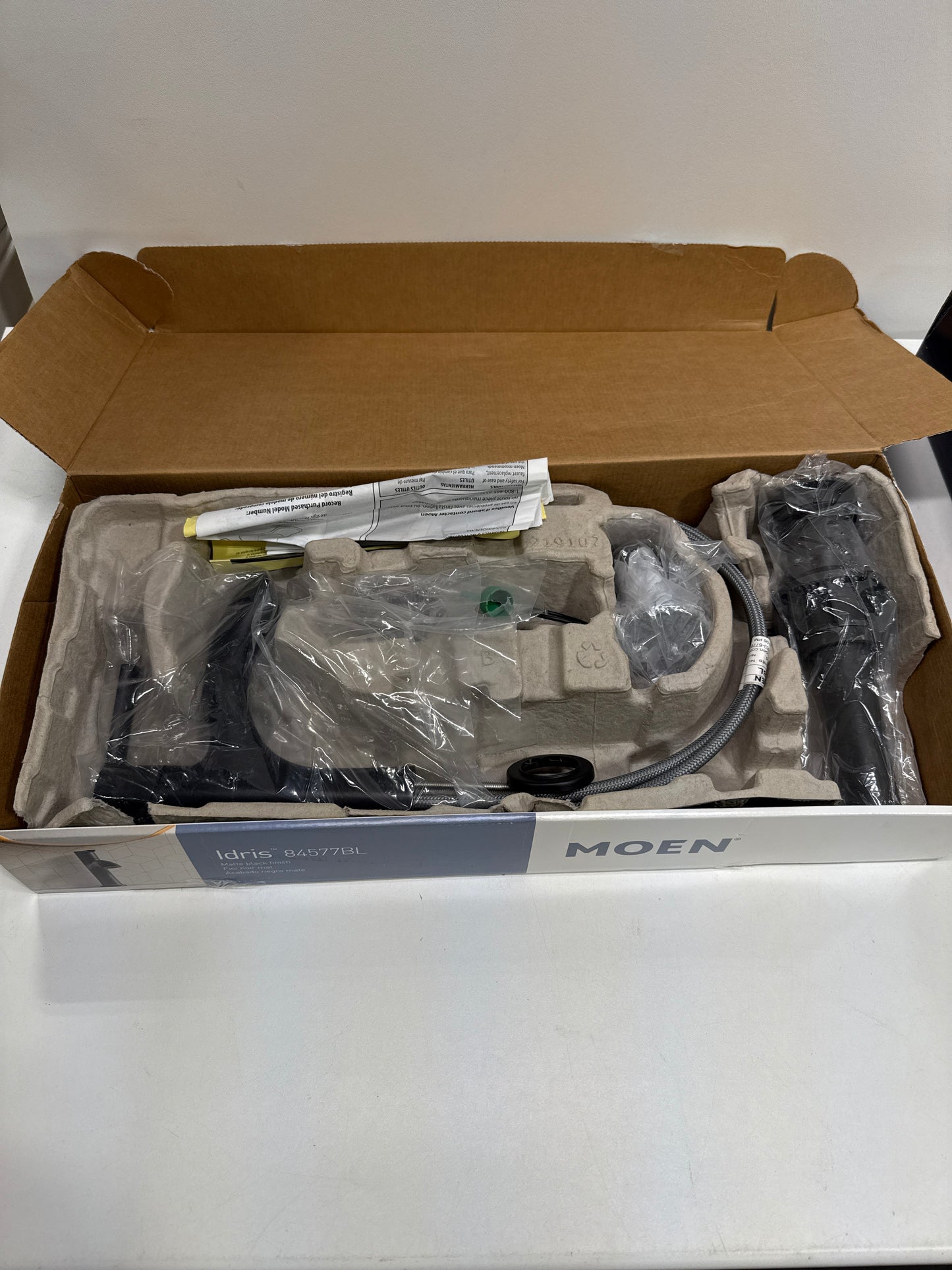 Moen Idris One-Handle Bathroom Faucet Modern Deck Mount with Push-Down Drain Optional 3-Hole Deckplate 1.2 GPM