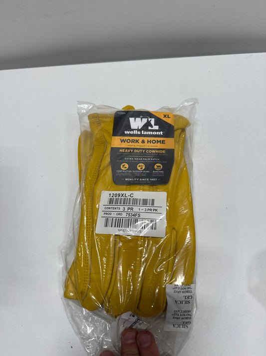 3 Pair x Wells Lamont Leather Work Gloves Extra Large (1209XL)