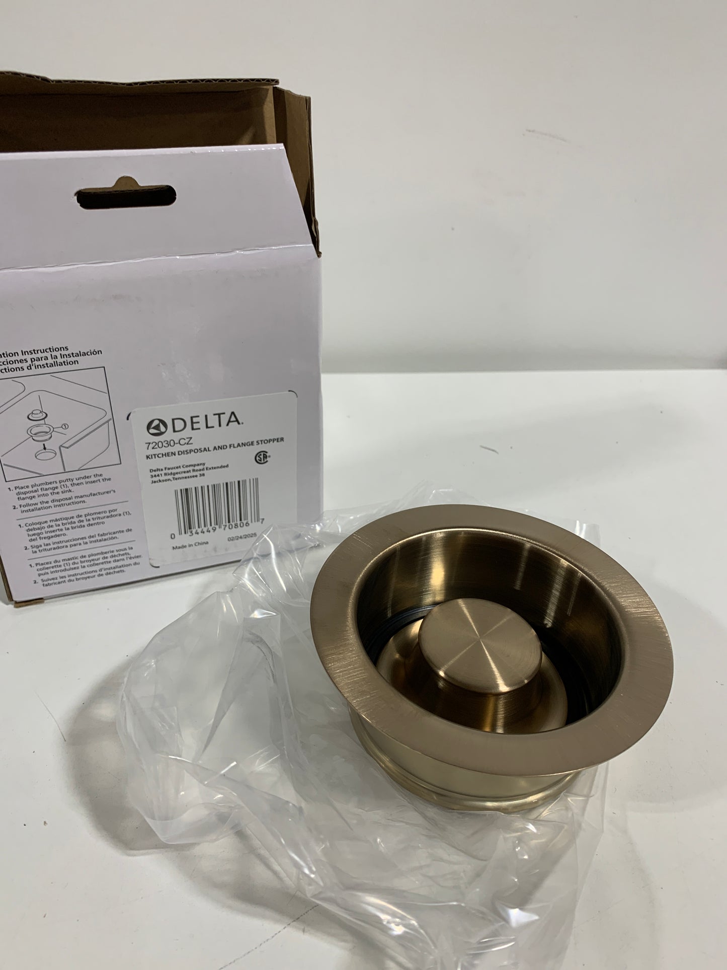 Gold 4-1/2 in. Kitchen Sink Disposal and Flange Stopper in Champagne Bronze