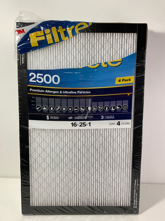 4 x 3M 2500 Series Filtrete 1 Filter 16 X 25 X 1
