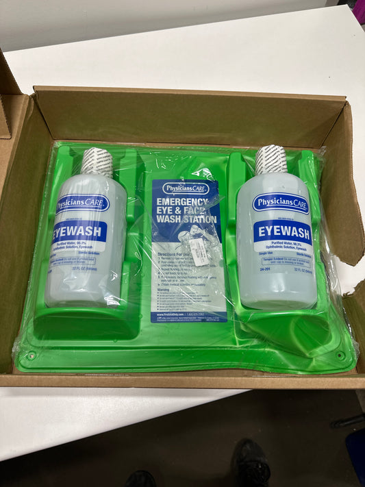 See Desc Acme United Eyewash Station, Double 32 Oz. Screw Cap Bottle