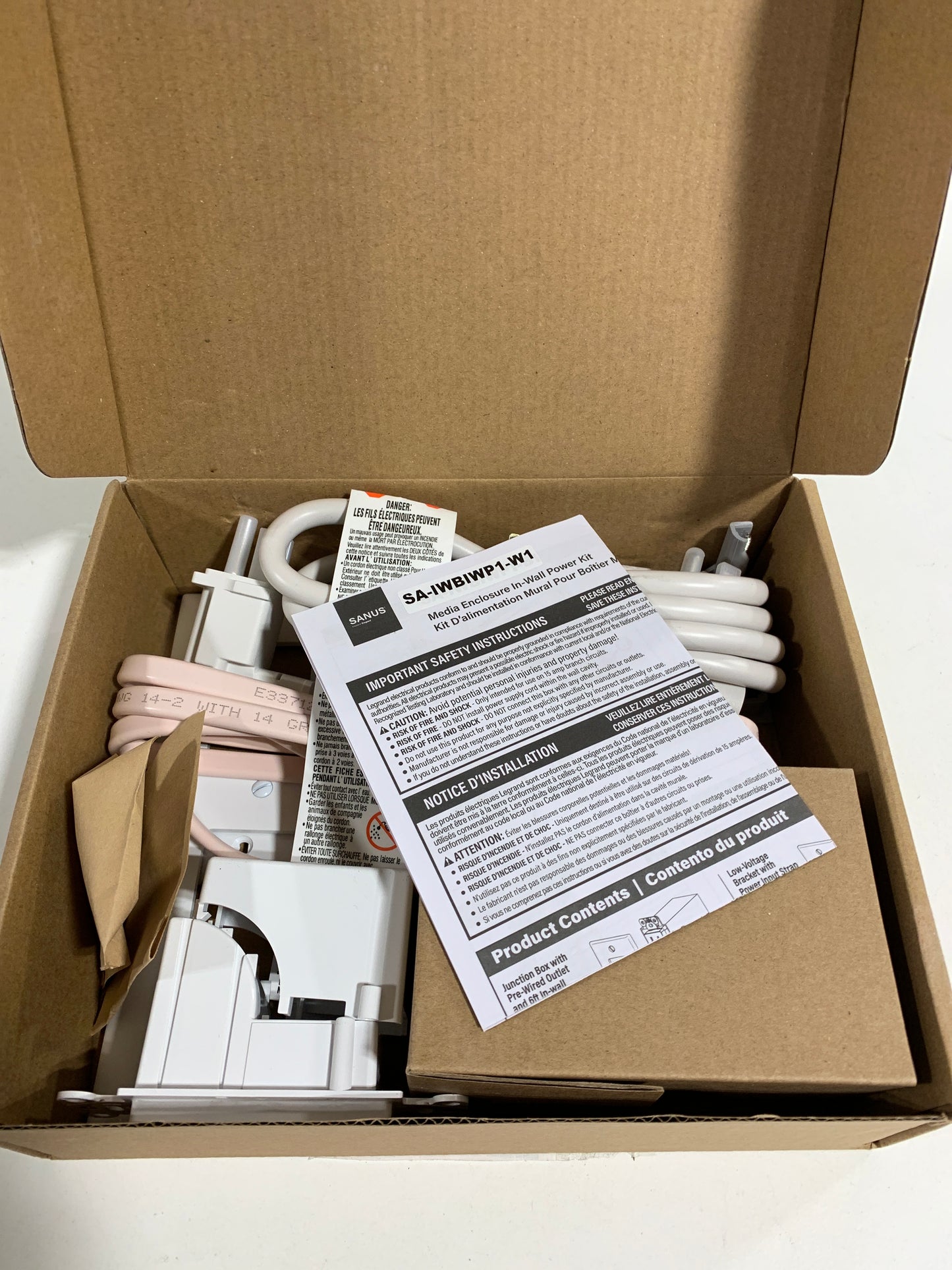 Sanus - in-Wall Power Kit for TV Media in-Wall Box - White