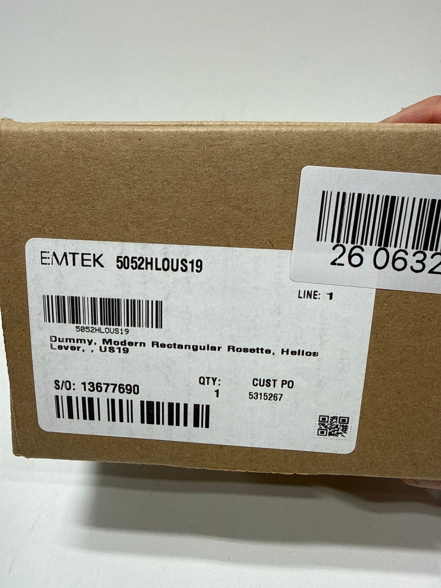 Emtek Dummy Set, Modern Rectangular Rosette, Helios Lever, Flat Black