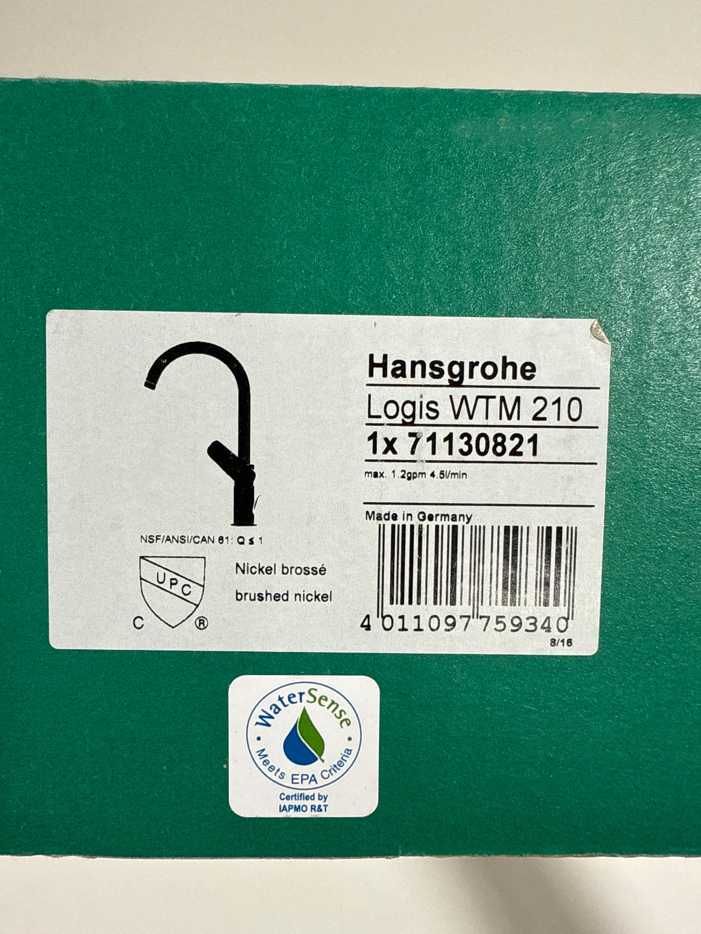 hansgrohe Logis Modern Low Flow Water Saving 1-Handle 1 12-inch Tall Bathroom Sink Faucet in Brushed Nickel, 71130821