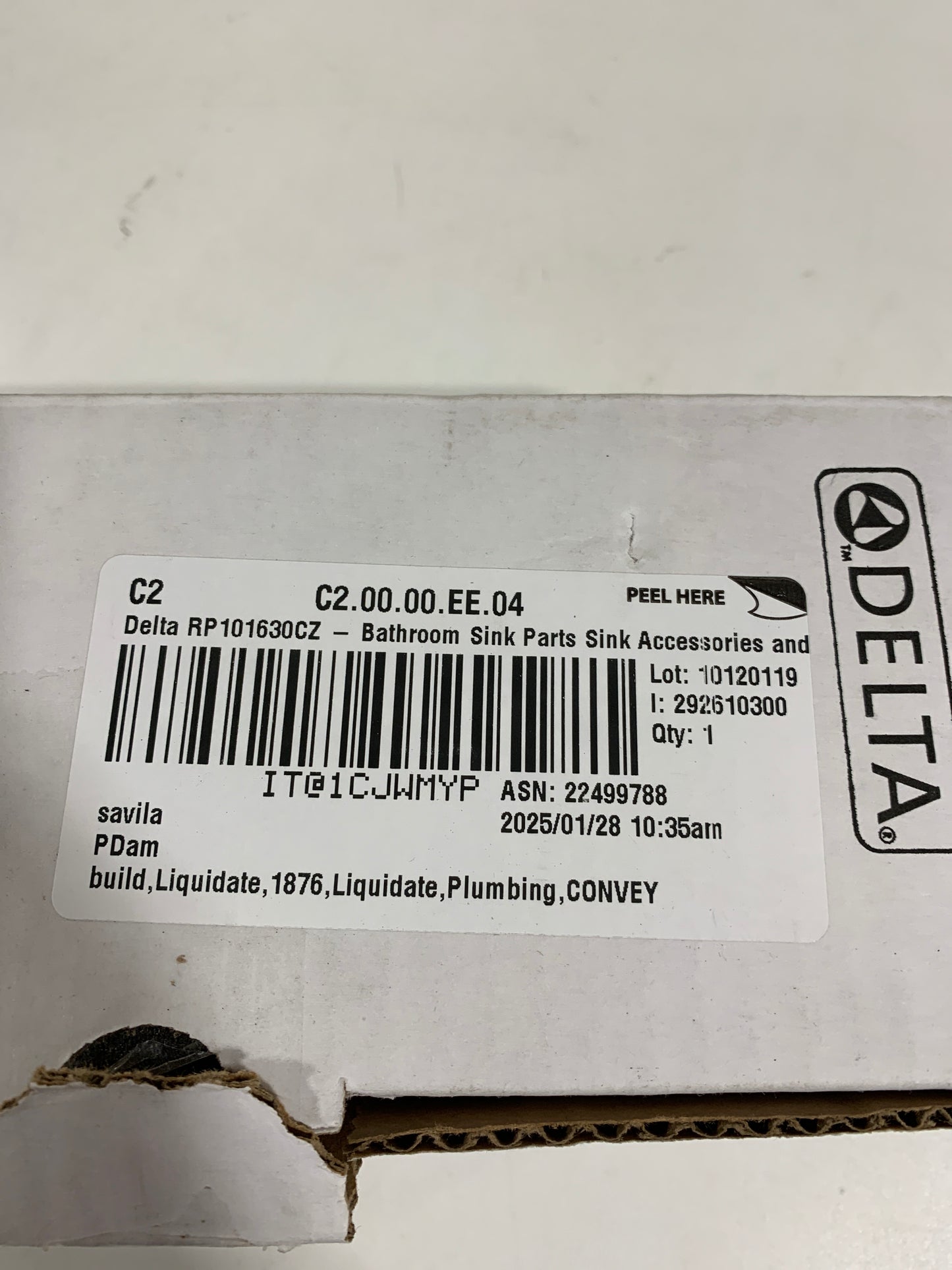 Delta Push Pop Up Drain with Overflow and Metal Tail Piece