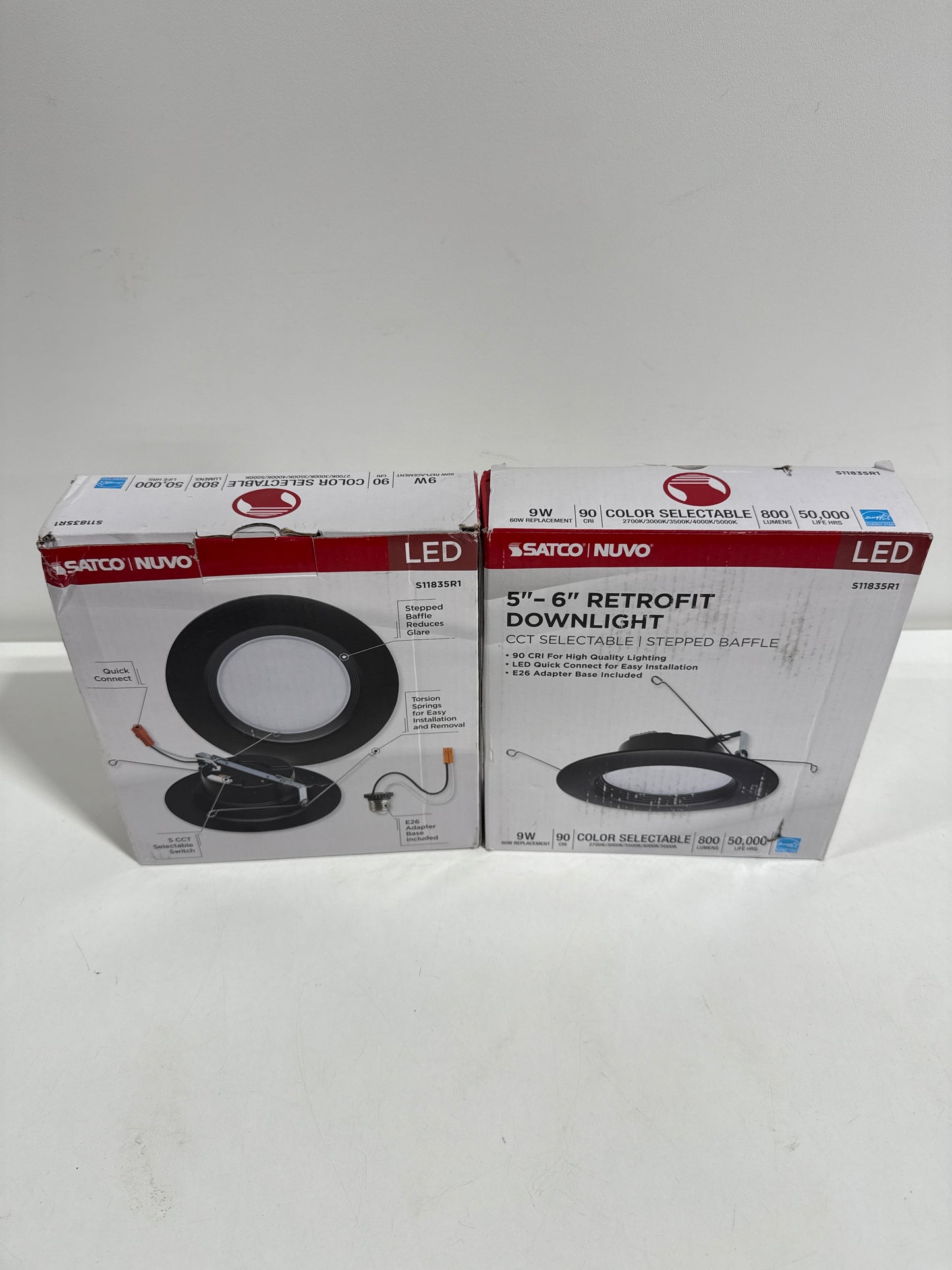 2 x Satco Lighting S11835R1 Nuvo 6" Recessed Trim with Baffle Trims - IC Rated Black Recessed