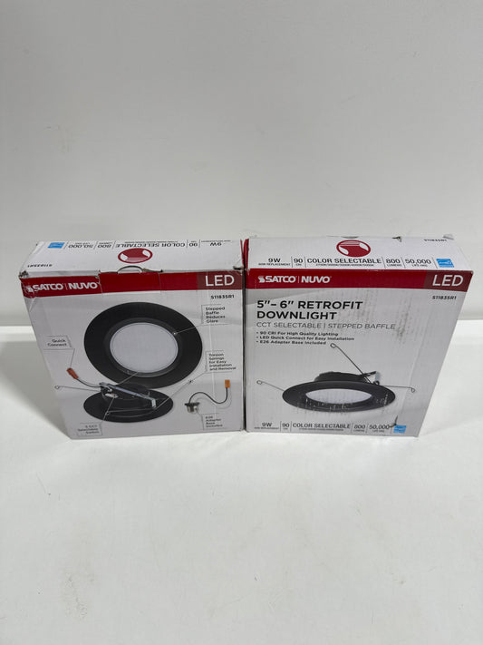 2 x Satco Lighting S11835R1 Nuvo 6" Recessed Trim with Baffle Trims - IC Rated Black Recessed