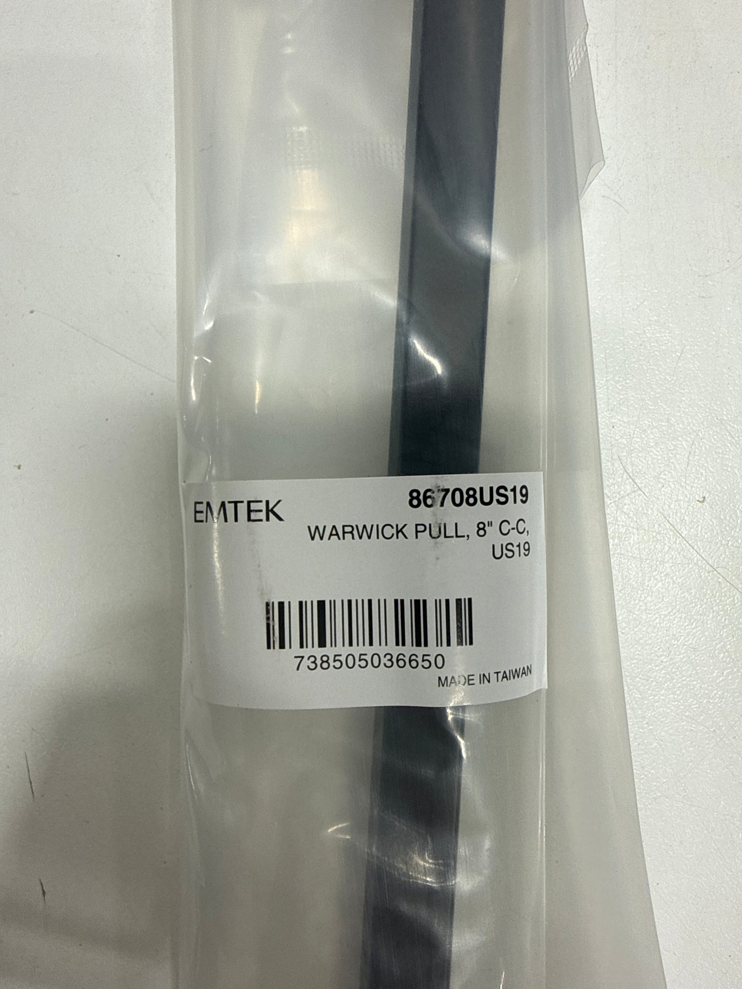 Emtek 86708US19 8 in. Rectangular Warwick Center to Center Cabinet Pull Flat Black