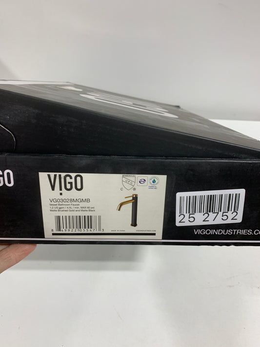 VIGO Lexington 10'' H Single Handle Single-Hole Bathroom Vessel Faucet in Matte Gold and Carbon Fiber-VG03028MGMB