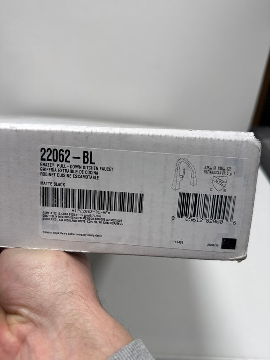 Scuff Kohler Graze Pull Down Kitchen Faucet, Kitchen Sink Faucet with Pull Down Sprayer, Matte Black, K-22062-BL