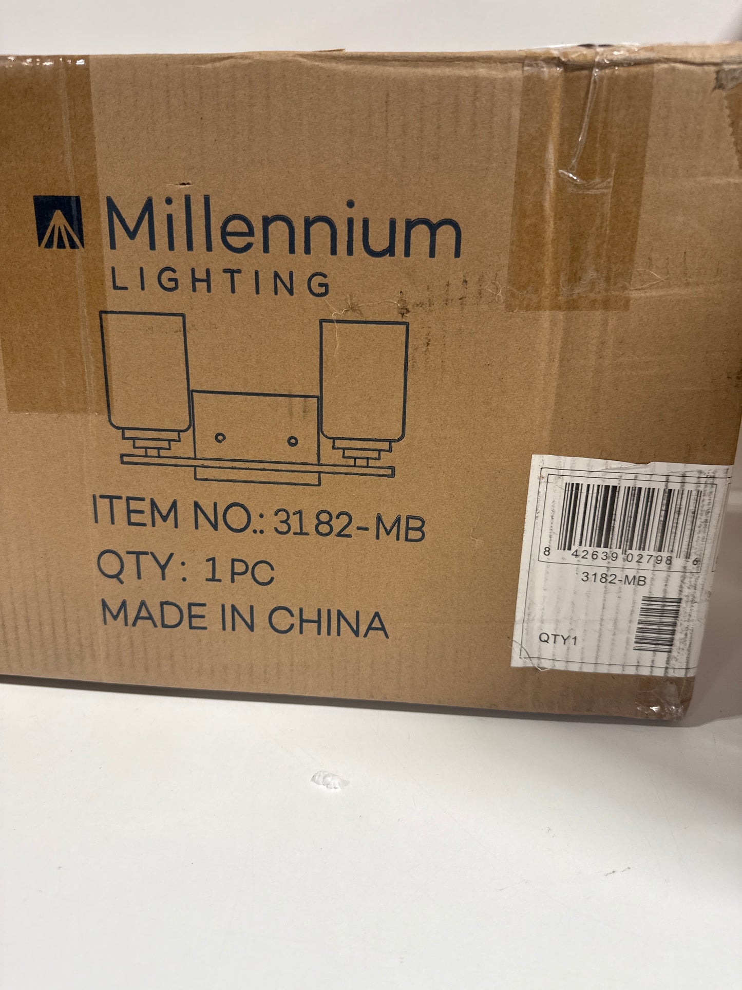 ML Lighting 3182-MB Transitional Two Light Vanity from Durham Collection in Black Finish