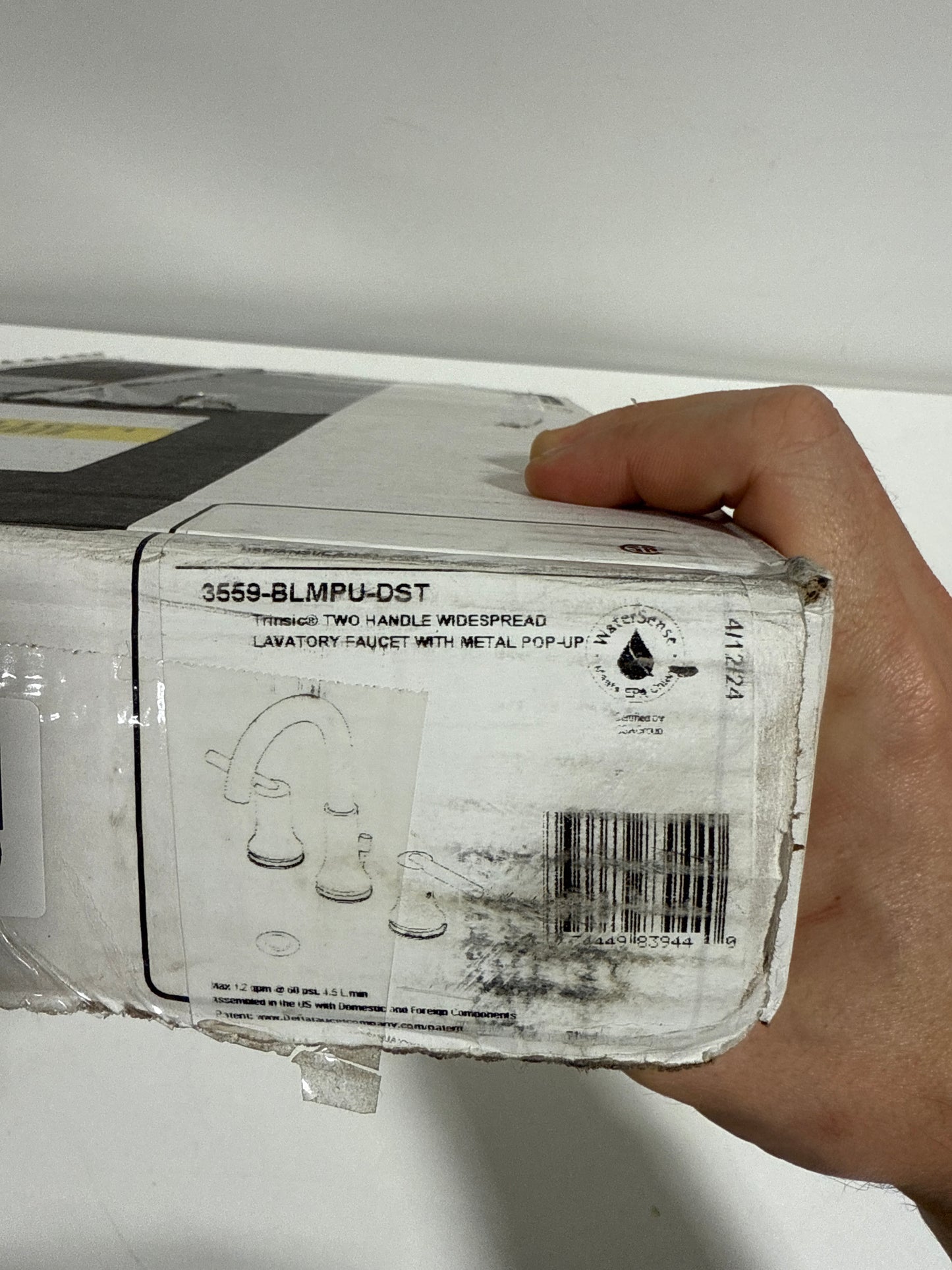 Delta Trinsic Matte Black Bathroom Faucet 3 Hole, 8 Inch Widespread Bathroom Sink Faucet for Vanity, Metal Push-Pop Drain Assembly, Matte Black 3559-BLMPU-DST