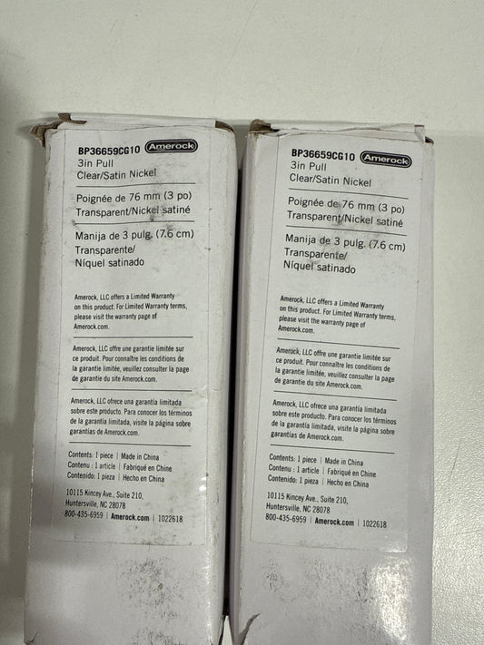 2 Glacio 3 in. (76mm) Modern Clear/Satin Nickel Bar Cabinet Pull