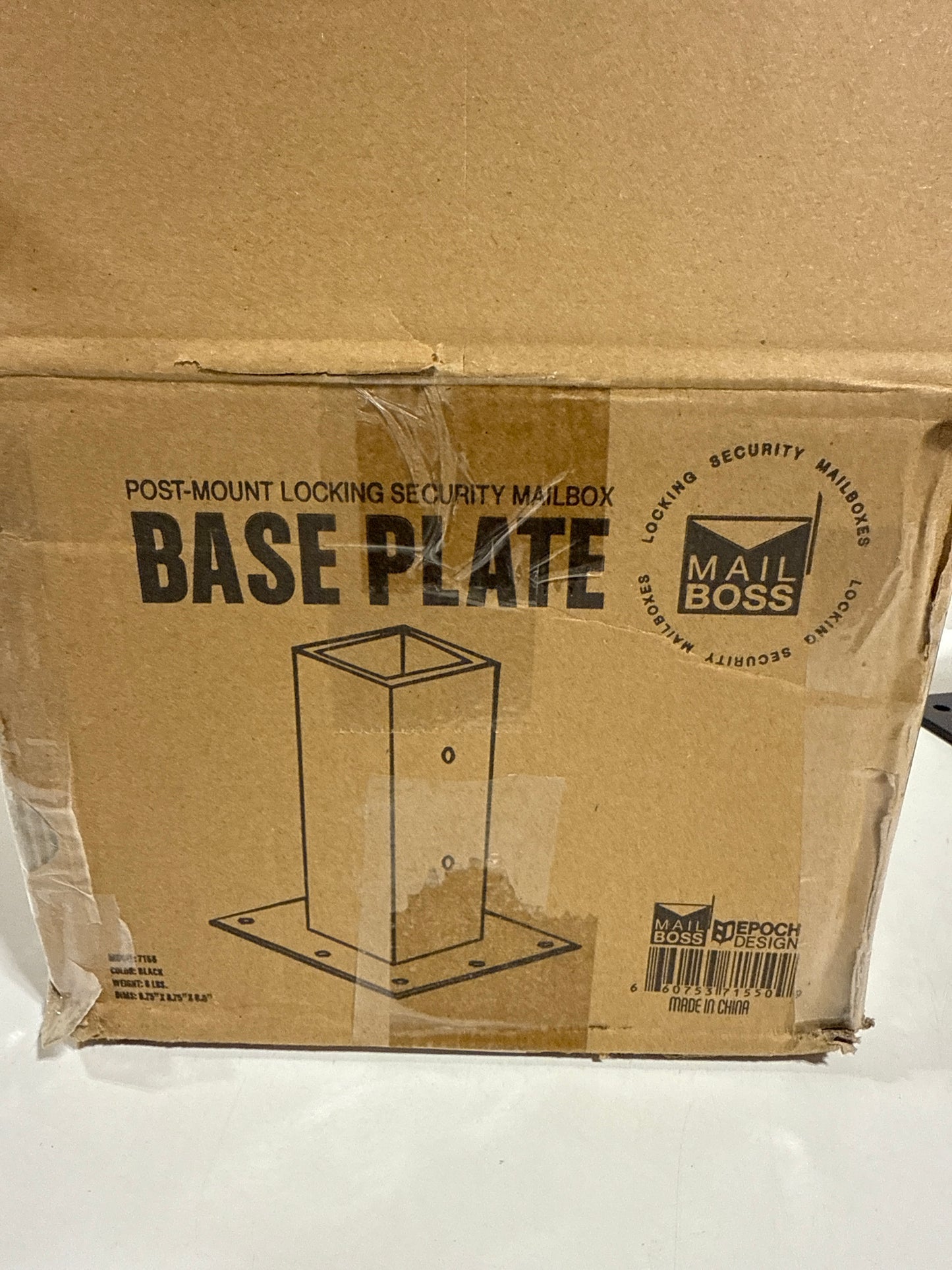 Mail boss Galvanized Steel Surface Mount Baseplate, Black