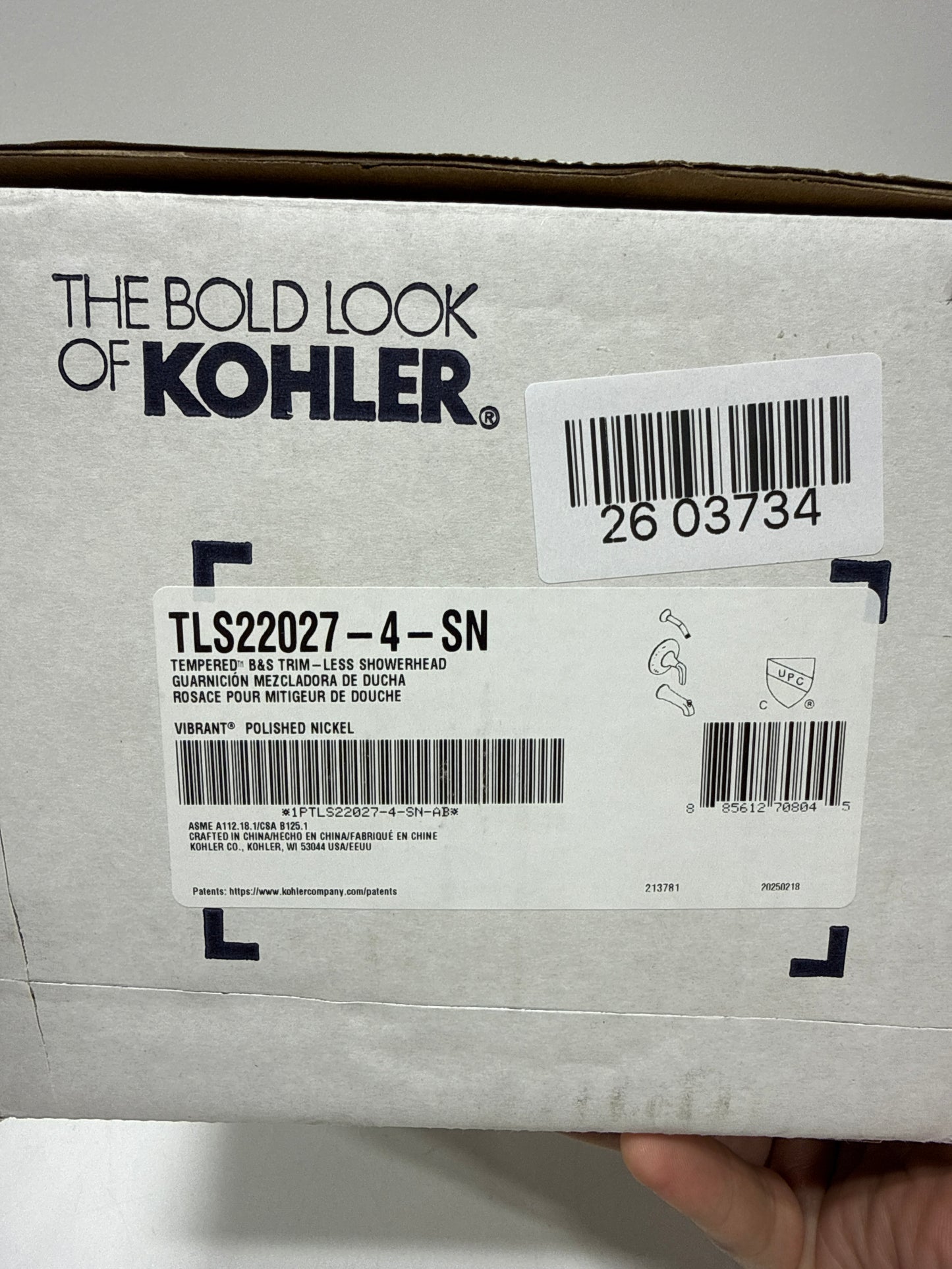 Kohler K-TLS22027-4-SN Tempered Shower Trim Set, Vibrant Polished Nickel
