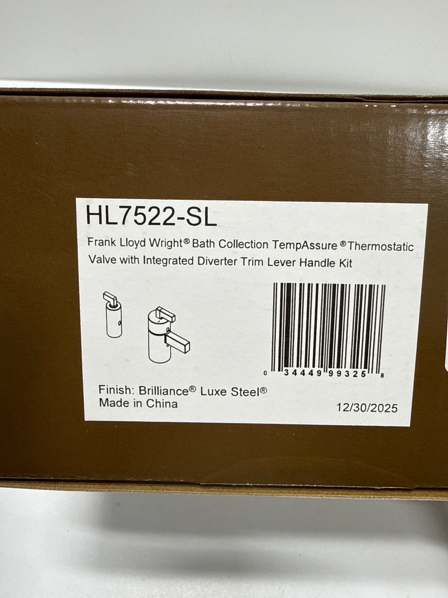 Brizo HL7522 Frank Lloyd Wright Thermostatic Integrated Diverter Valve Trim Handle Kit - Lever Luxe Steel