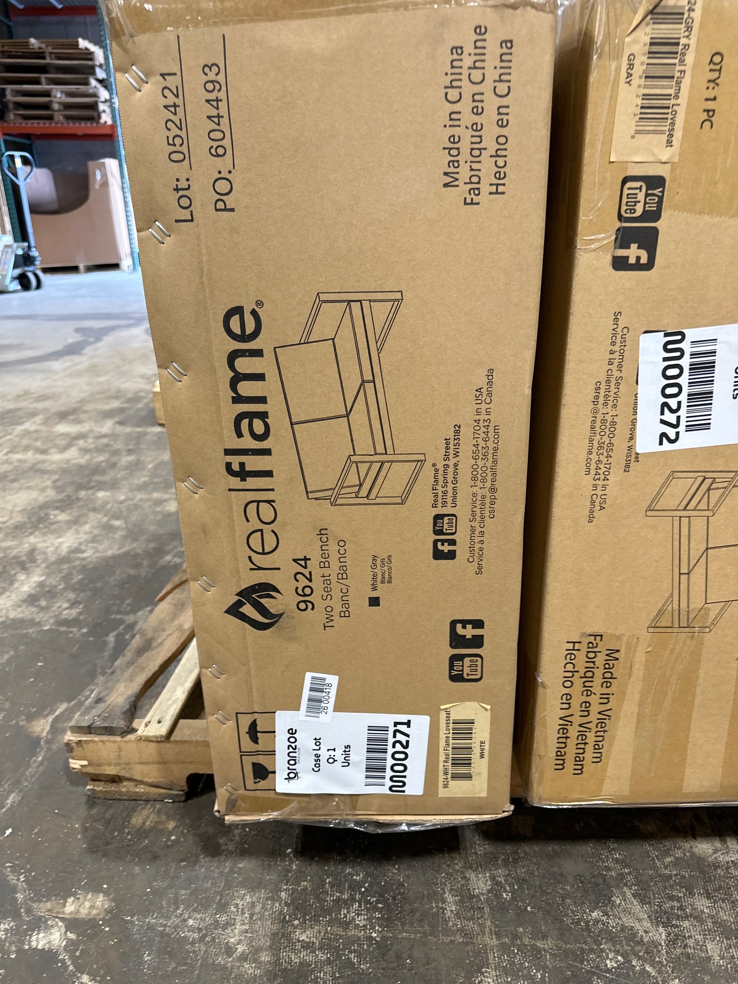 Real Flame Baltic Grey Aluminum Outdoor Loveseat with Grey Cushions