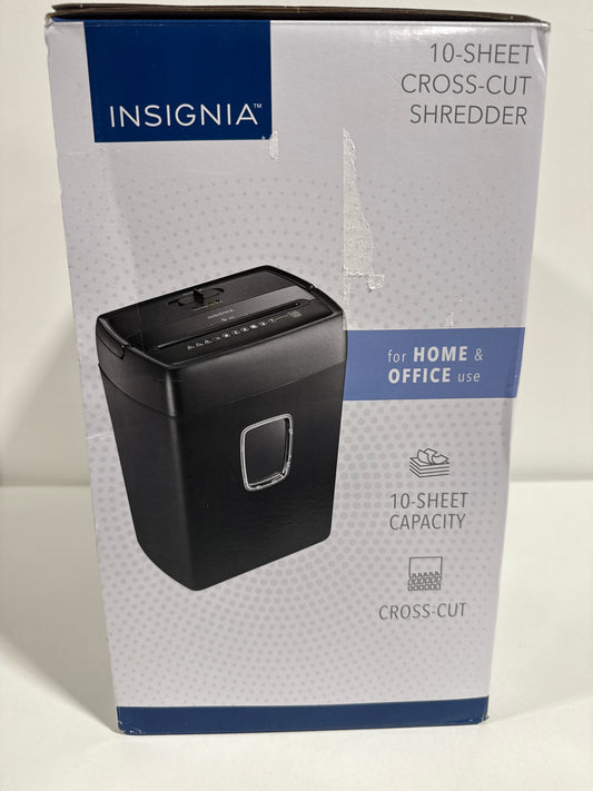 Insignia - 10-Sheet Crosscut Paper/CD Shredder - Black