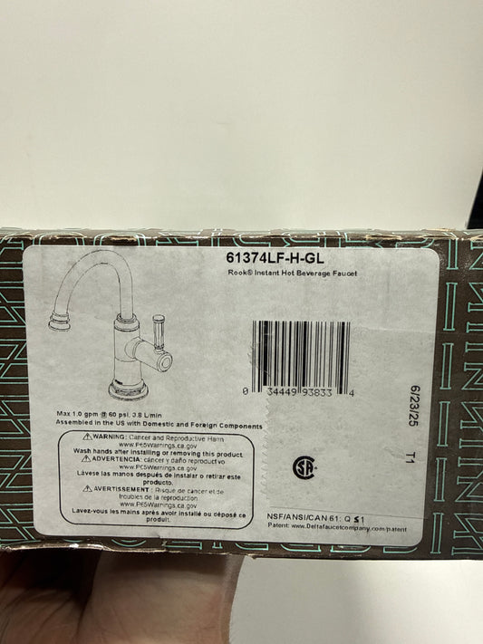 Brizo 61374LF-H Rook 1.0 GPM Single Hole Instant Hot Faucet Water Dispenser with Arc Spout - Less Tank Brilliance Luxe Gold