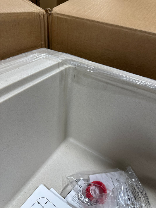 cracked Franke MAG61031OW Maris 33" Drop in Single Basin Granite Kitchen Sink with Offset Rear Drain Champagne