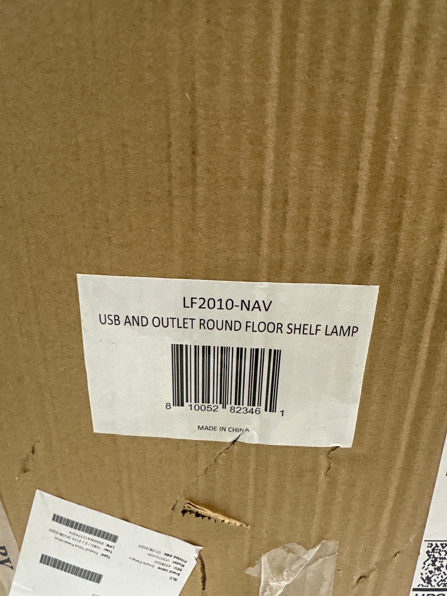 Dee desc Simple Designs Organizer Storage Floor Lamp with 2 USB Charging Ports, 1 Charging Outlet - Navy