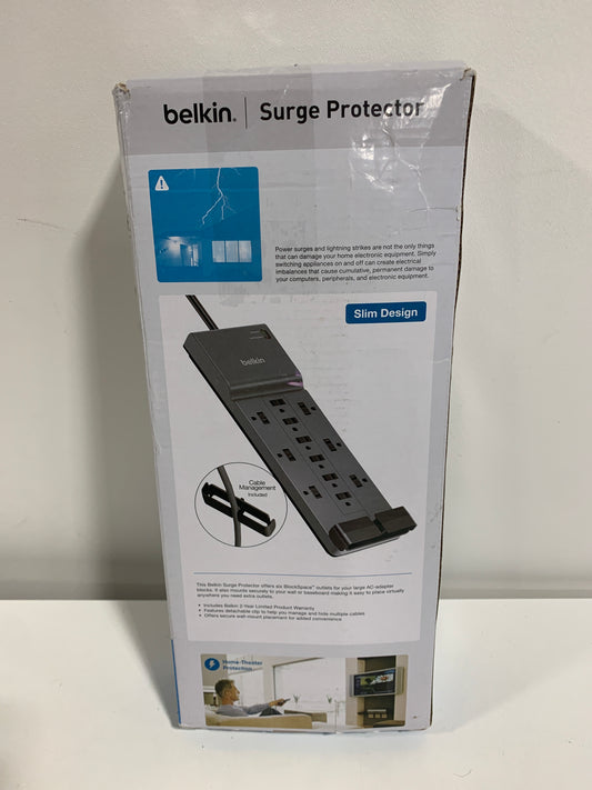 Belkin 12-Outlet Surge Protector W/ 12 AC Outlets & 2.4M Long Flat Plug