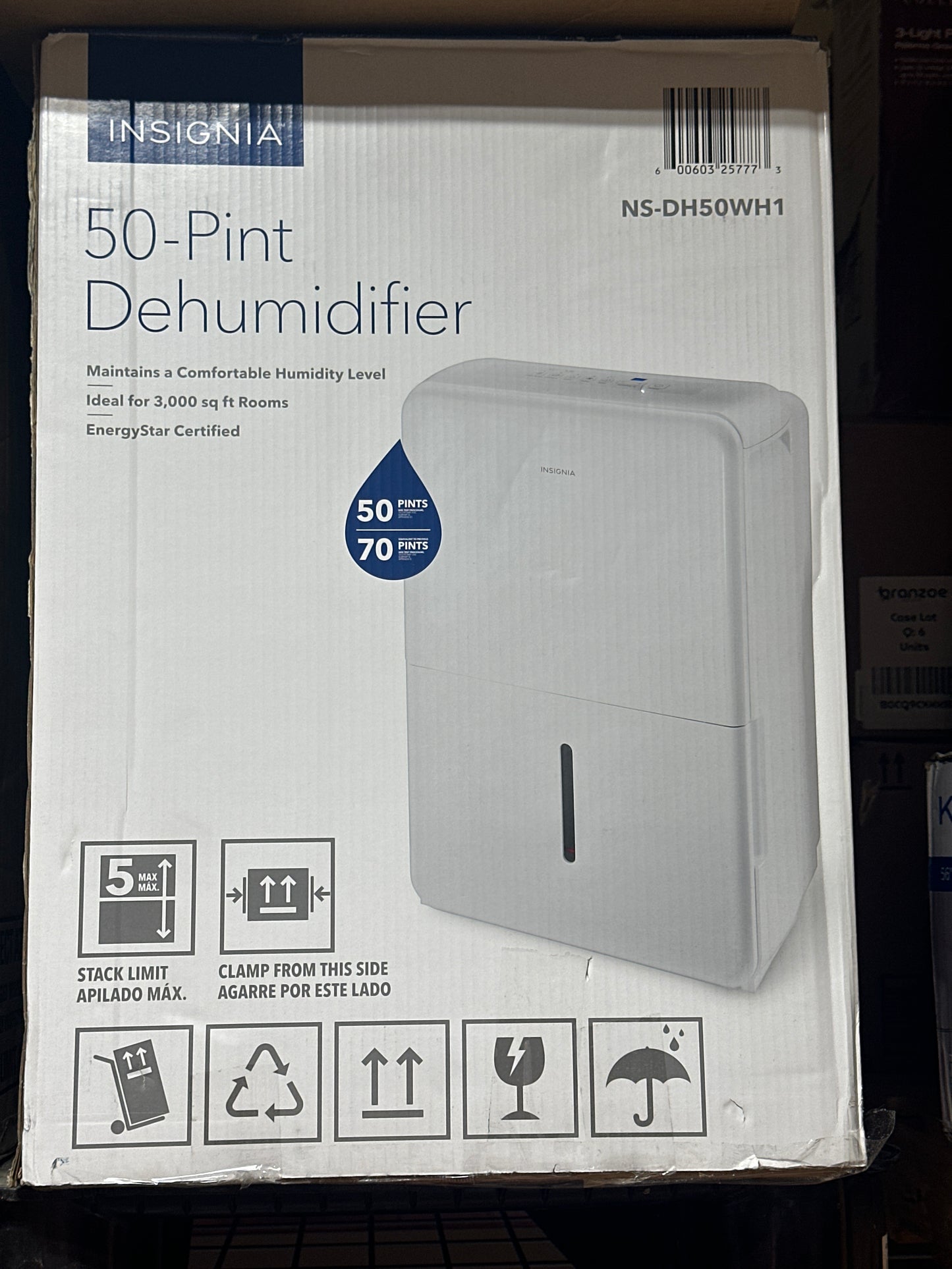 Insignia - 50-Pint Dehumidifier with ENERGY STAR Certification - White