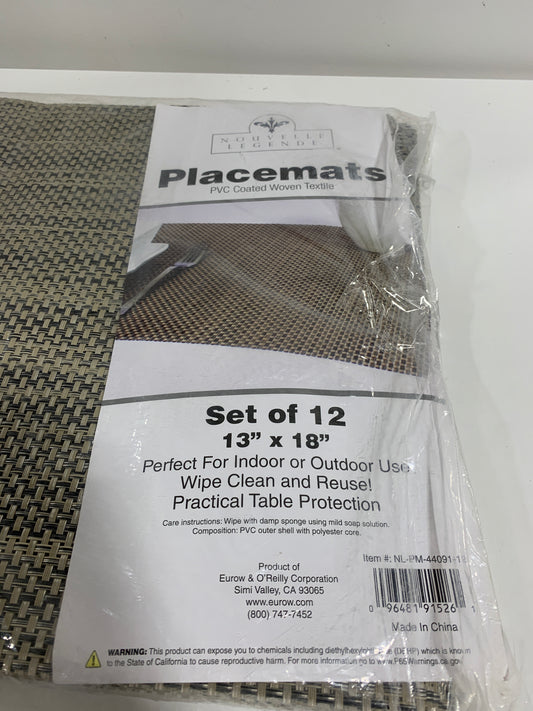 Nouvelle Legende Placemats PVC Coated Woven Textile 13 X 18 12 Ct