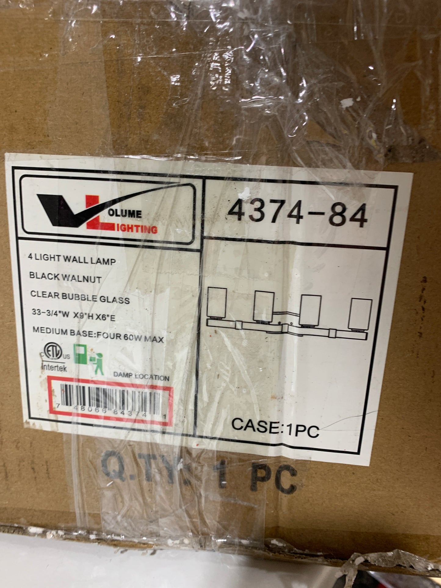 Volume Lighting 4-Light Indoor Black Walnut Bath or Vanity