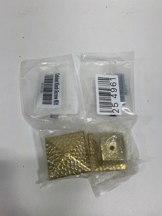 2 Emtek 86212 Square Dimpled 1-3/4 Inch Square Cabinet Knob Unlacquered Brass