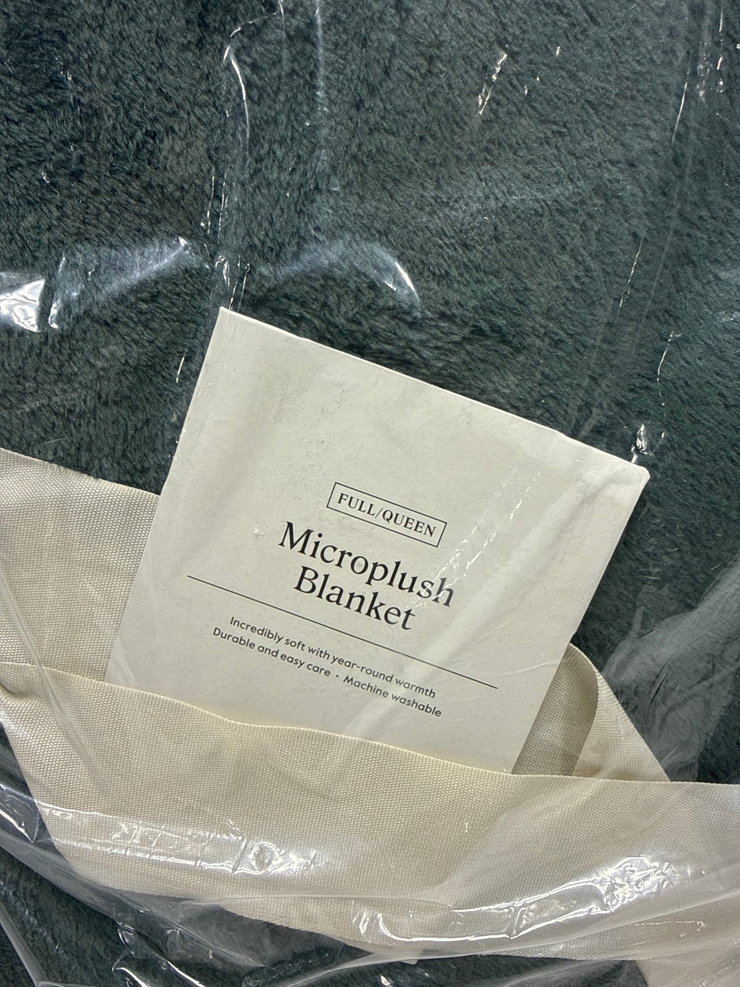 Full/Queen Microplush Bed Blanket Pine - Threshold™: Solid Green, Midweight, Modern Decor, Double-Turned Hems