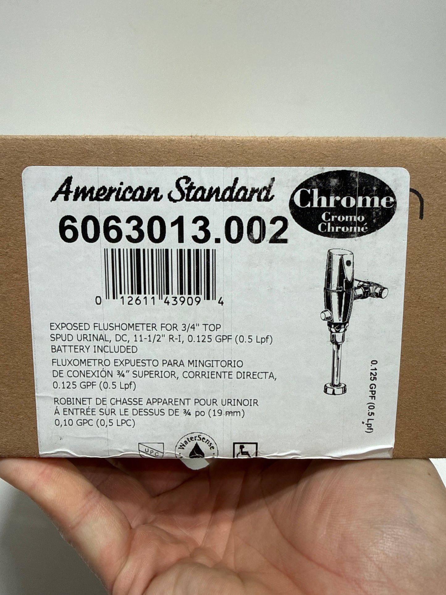 American Standard 6063.013 Selectronic 0.125 GPF Urinal Flushometer Valve Polished Chrome