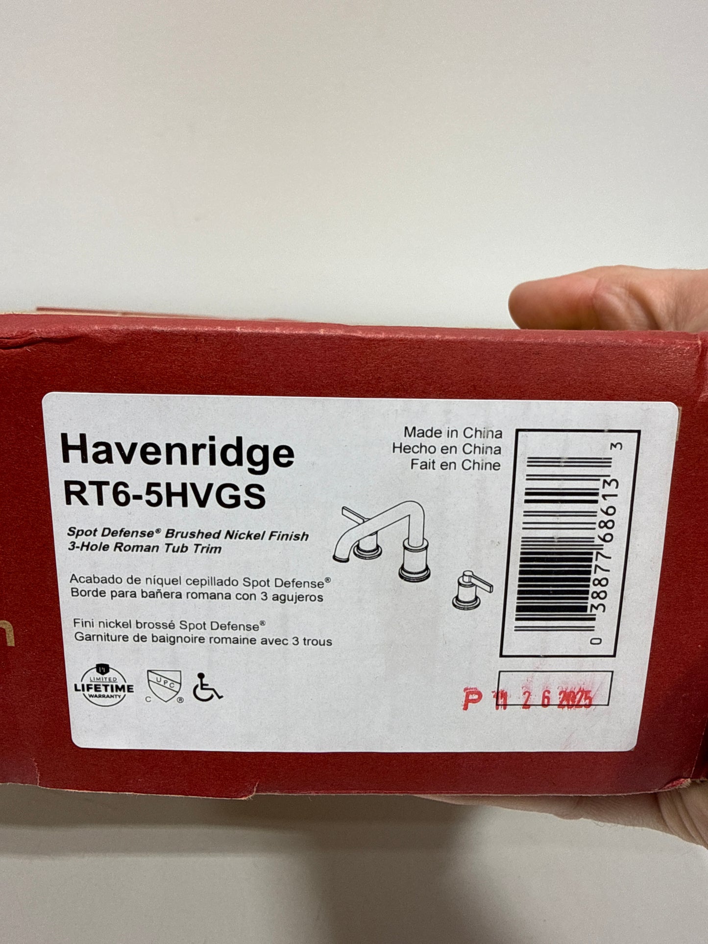 Havenridge 2-Handle Tub Trim Kit in Spot Defense Brushed Nickel (Valve Not Included)