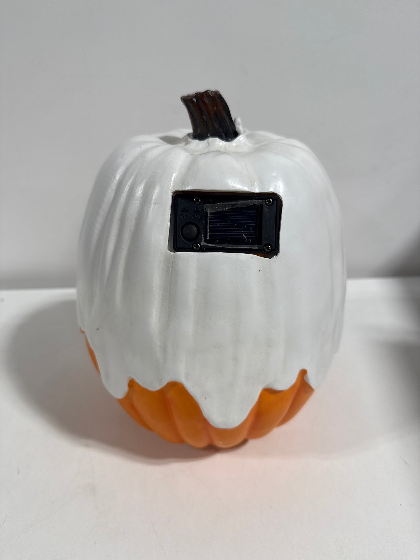 Halloween Decorations - Unique 3 Tiers Stacked Resin Jack-O-Lantern Pumpkin Pathway Solar Lights for Outdoor Garden Yard Porch Front Door (Ghost Pumpkin)
