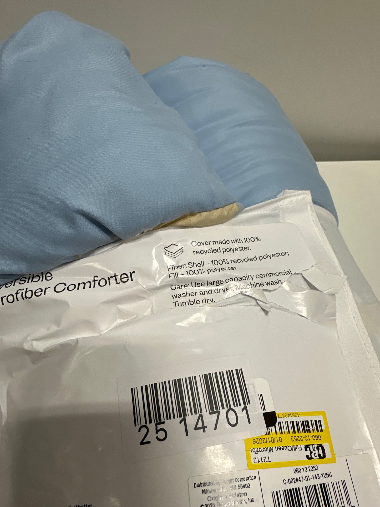 Full/Queen Microfiber Comforter Reversible Light Blue Floral - Room Essentials™ - *Bedding