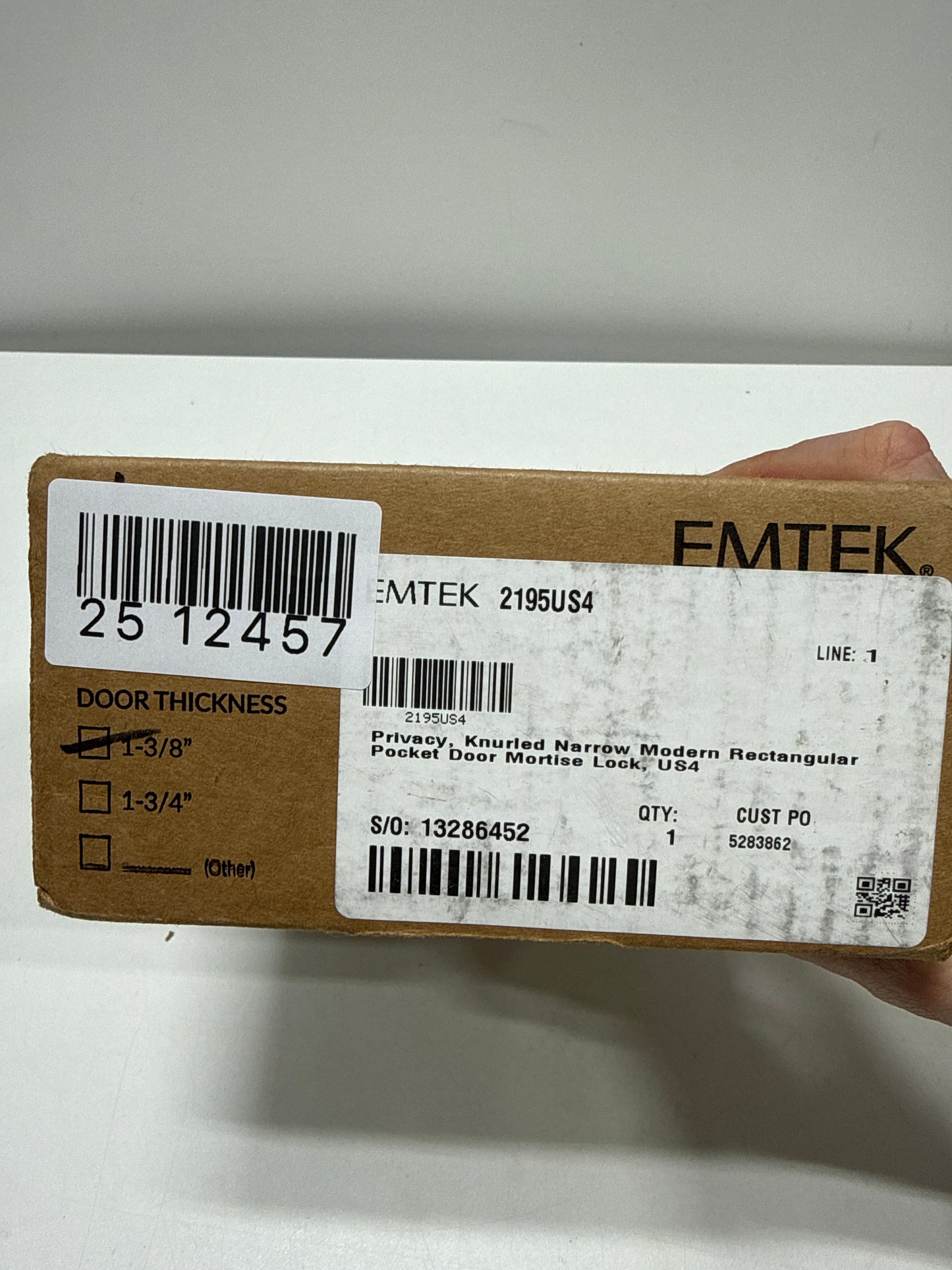 Emtek Knurled Narrow Modern Rectangular Pocket Door Mortise Lock 2195US4 - *Tools Hardware & Misc