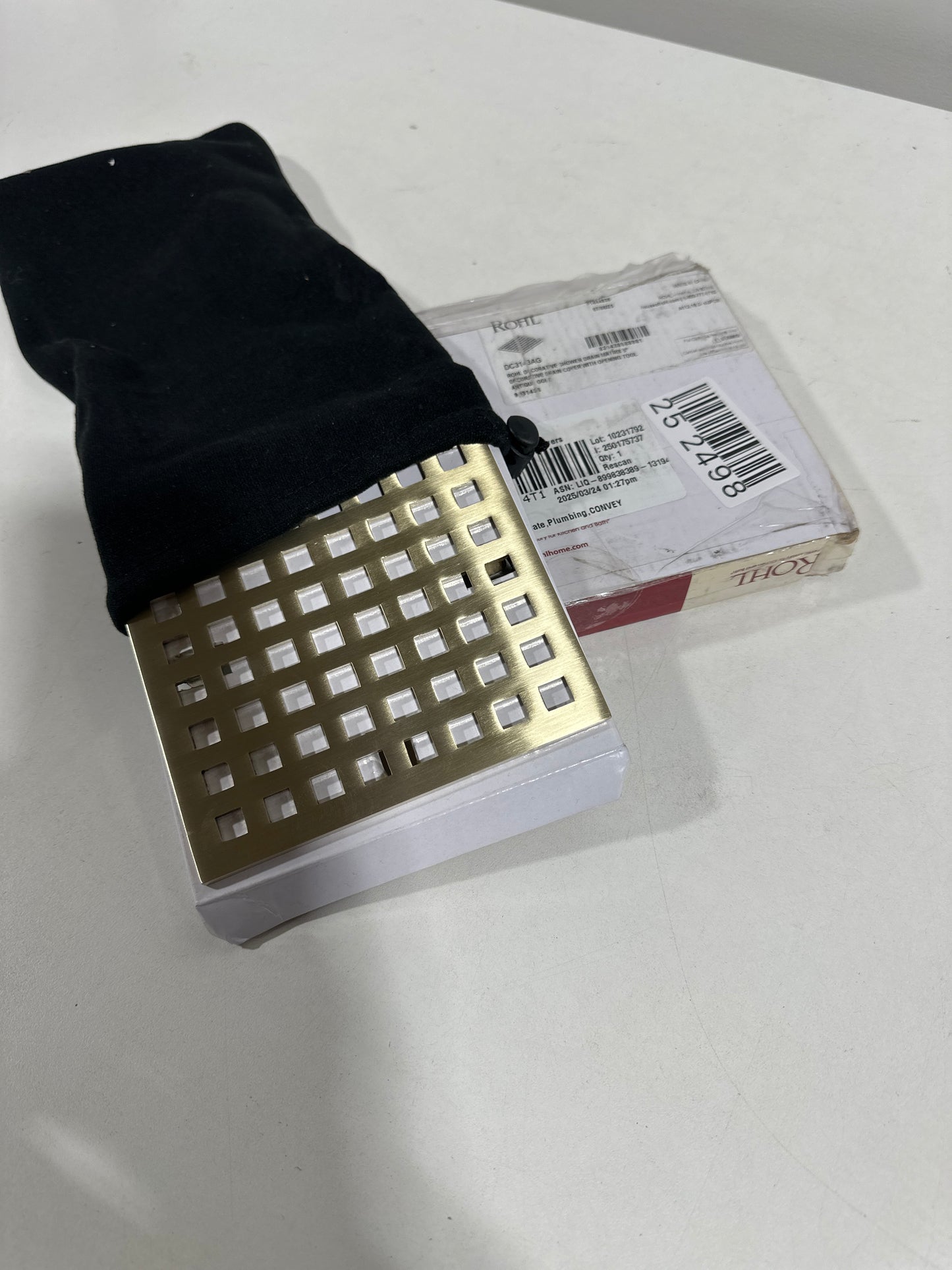 Rohl DC3143 Matrix 5-1/8" X 5-1/8" Decorative Spa Shower Drain Cover Antique Gold Showers Shower Drains Standard Drains