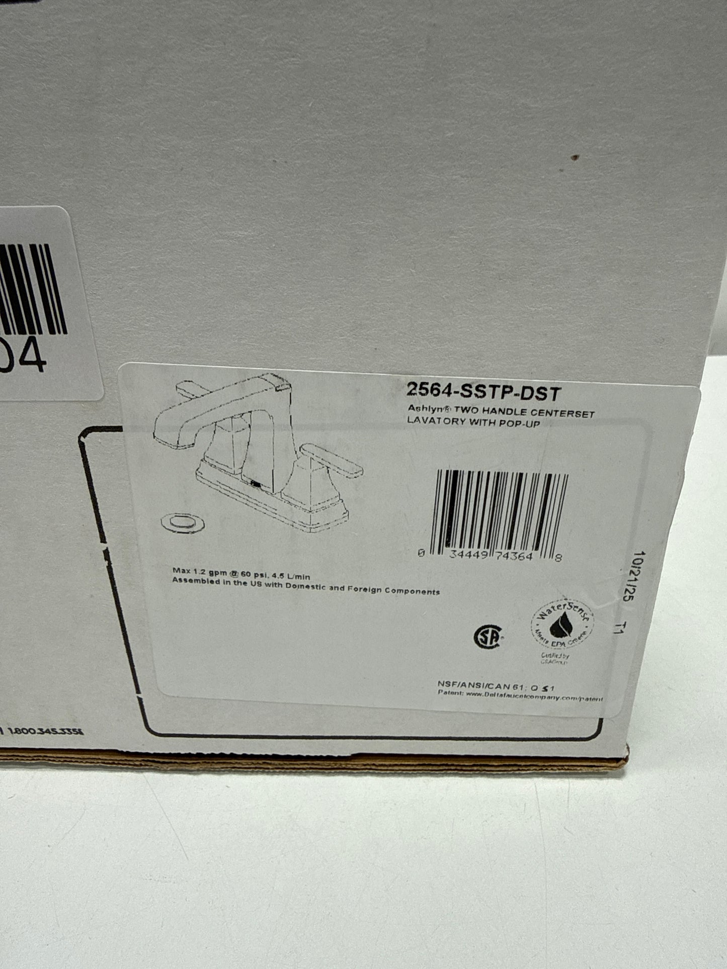 Delta Ashlyn 2564-SSTP-DST Two Handle Tract-Pack Centerset Lavatory Faucet