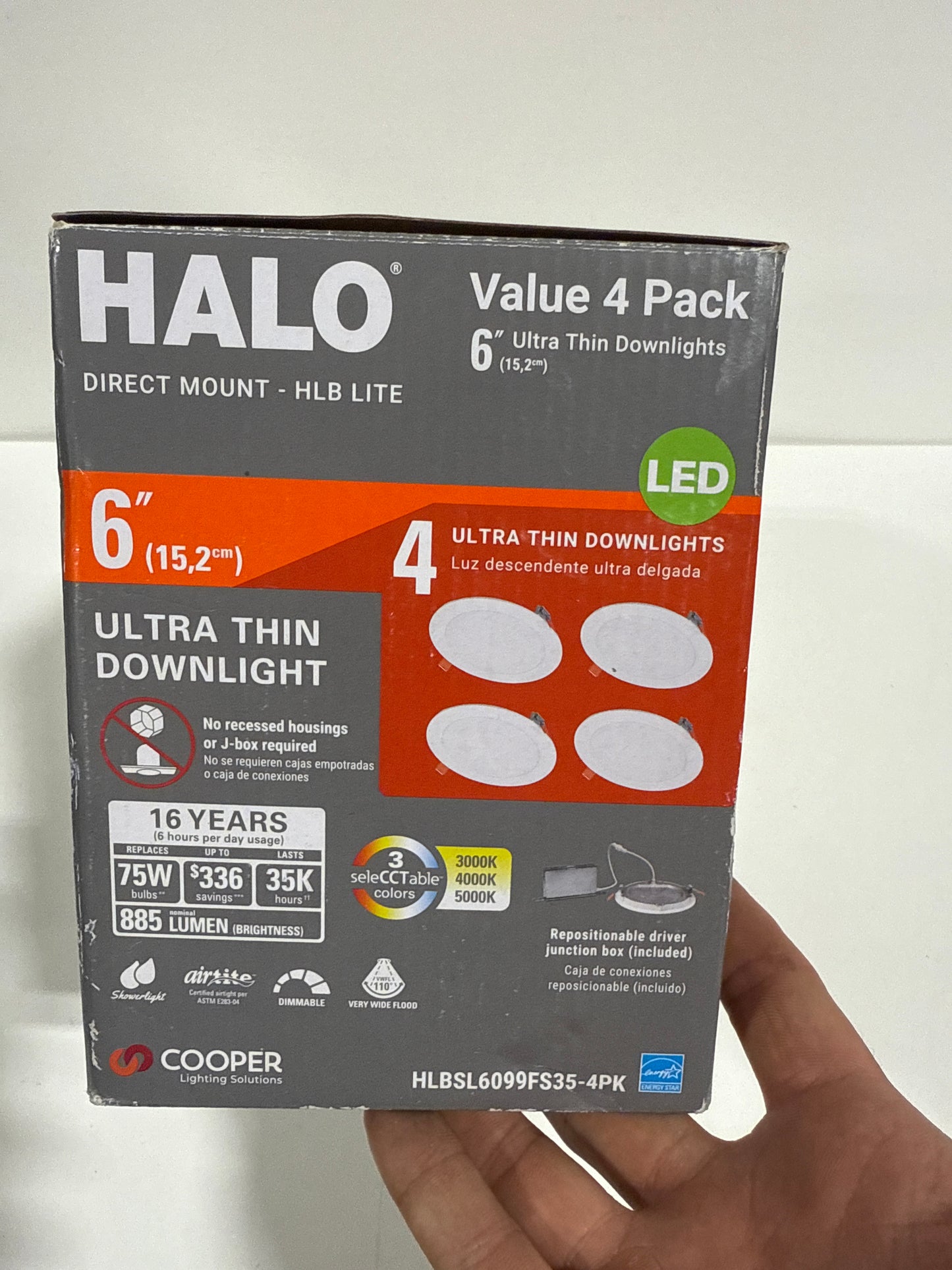 Halo HLB Lite 6” Energy Star Certified Canless Recessed Lighting (4 Count)