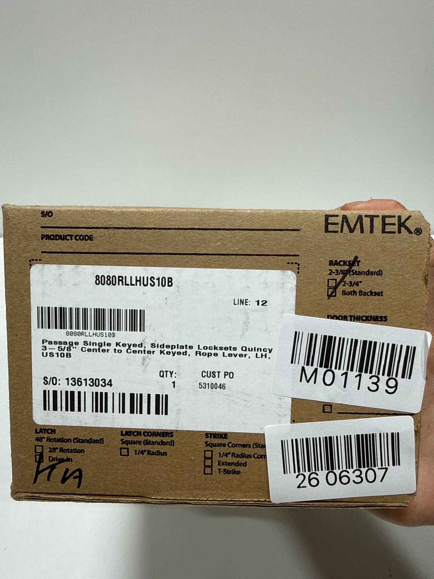 Emtek Link Emtek Passage Single Keyed, Sideplate Locksets Quincy 3-5/8'' Center to Center Keyed, Rope Lever, LH, US10B SKU: 8080RLLHUS10B