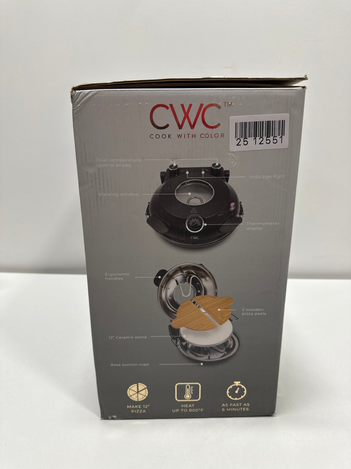 Cook With Color Electric Indoor Pizza Oven – Crispy Crust Countertop Pizza Maker Heats up to 800˚F 12 Inch Ceramic