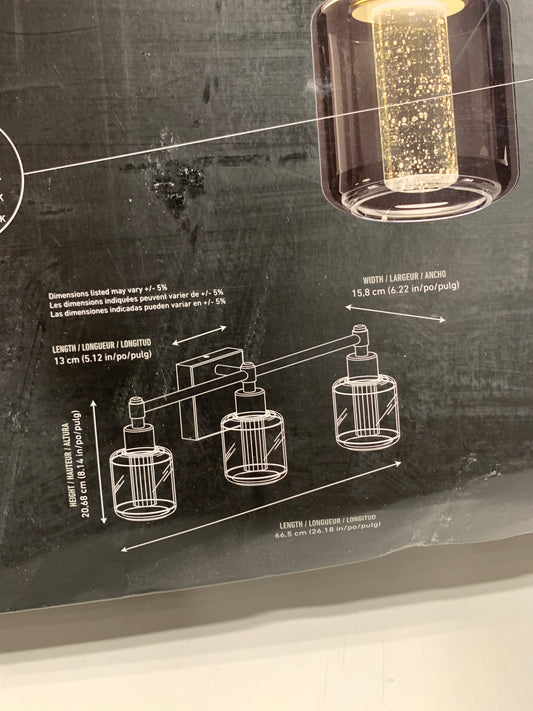 Champagne Globe 26 in. 3 Light Black Gold Modern Integrated LED 5 CCT Vanity Light Bar for Bathroom with Bubble Glass